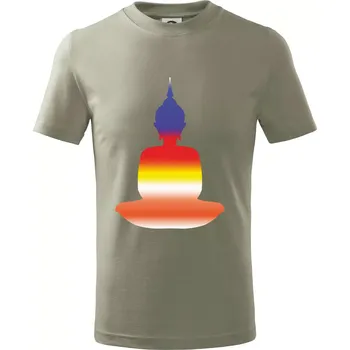 Budha duhový - Tričko dětské bavlněné - 98 cm / 2 roky ( Light khaki )