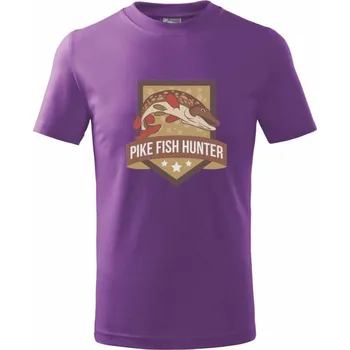 Chlapecké tričko Štika Pike fish hunter - Tričko dětské bavlněné - 98 cm / 2 roky ( Fialová )