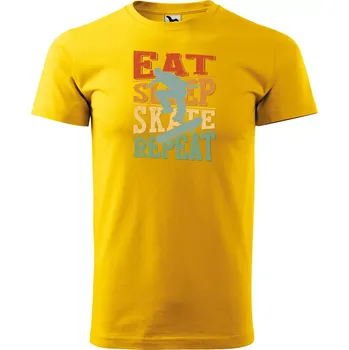 Sablio Tričko s potiskem EAT SLEEP SKATE REPEAT - žluté 5XL