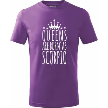 Chlapecké tričko Queens are born as Scorpio - Štír - Tričko dětské bavlněné - 98 cm / 2 roky ( Fialová )