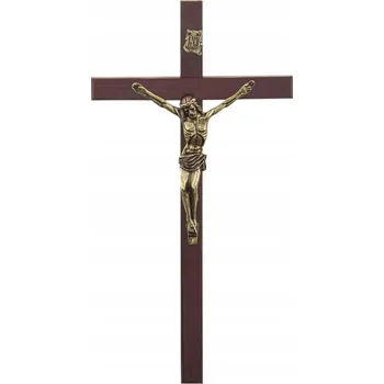 Obraz Dřevěný kříž na zeď velký hnědý tmavý 21 cm - k zavěšení nad dveře