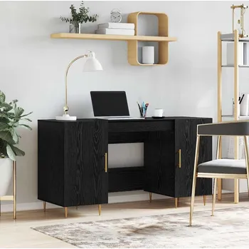 Psací stůl vidaXL Stůl s policí Černý dub 140 x 50 x 75 cm Kompozitní dřevo [879527]