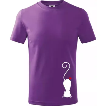 Chlapecké tričko Zamilovaná kočka ležící - Tričko dětské bavlněné - 104-110cm / 3-4 roky ( Fialová )