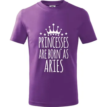 Princesses are born as Aries - Beran - Tričko dětské bavlněné - 98 cm / 2 roky ( Fialová )