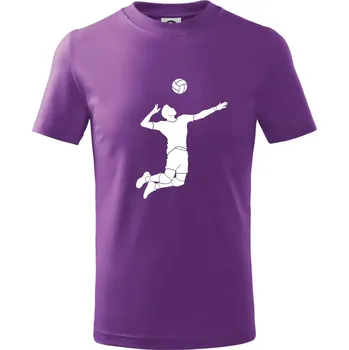 Volejbal nápřah muž - Tričko dětské bavlněné - 134 cm/8 let ( Fialová )