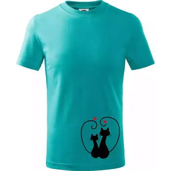 Chlapecké tričko Kočky - Zamilovaný pár - Tričko dětské bavlněné - 98 cm / 2 roky ( Emerald )
