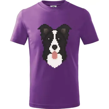Border kolie Pixel - Tričko dětské bavlněné - 146 cm/10 let ( Fialová )