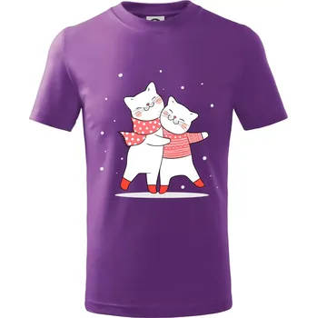 Kočky ve svetru - Tričko dětské bavlněné - 98 cm / 2 roky ( Fialová )