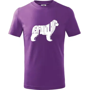 Novofundlandský pes - nápis v tělě - Tričko dětské bavlněné - 146 cm/10 let ( Fialová )