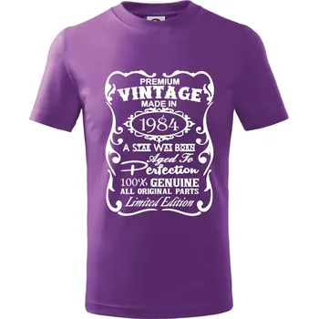 Vintage Etiketa - 1984 - Tričko dětské bavlněné - 122 cm/6 let ( Fialová )