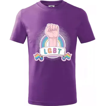 LGBT ruka - Tričko dětské bavlněné - 158 cm/12 let ( Fialová )