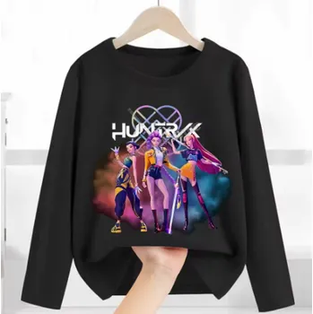 KPop Demon Hunters (Lovkyně démonů) KPop Demon Hunters tričko s dlouhým rukávem - černé Motiv: LMNT 56, Velikost: 140