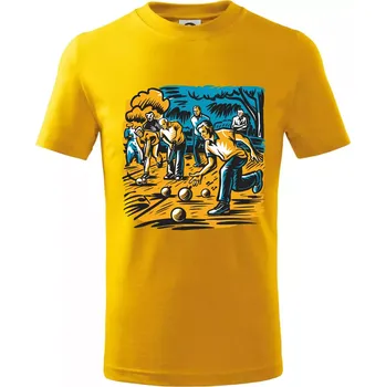 Chlapecké tričko Petanque hra - modro oranžová - Tričko dětské bavlněné - 98 cm / 2 roky ( Žlutá )