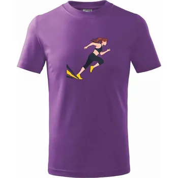 Běhání - žena startuje - Tričko dětské bavlněné - 146 cm/10 let ( Fialová )