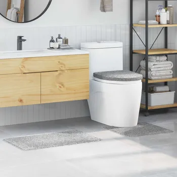 Koupelnová předložka vidaXL Sada protiskluzových koupelnových rohoží 3 pcs Šedá PP [4019865]