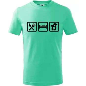 Chlapecké tričko Eat Sleep Houbaření - Tričko dětské bavlněné - 98 cm / 2 roky ( Mátová )