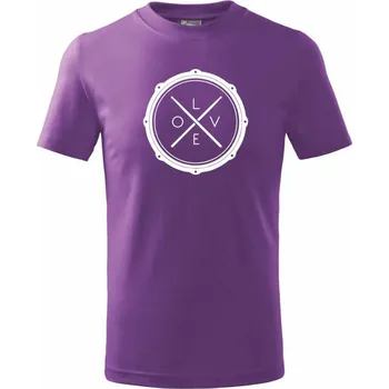 Paličky bicí LOVE - Tričko dětské bavlněné - 104-110cm / 3-4 roky ( Fialová )