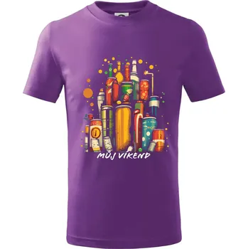 Plechovky piva - můj víkend - Tričko dětské bavlněné - 158 cm/12 let ( Fialová )