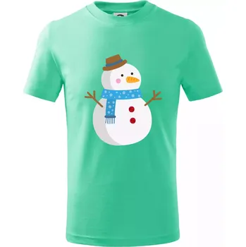 Chlapecké tričko Sněhulák se šálou - Tričko dětské bavlněné - 98 cm / 2 roky ( Mátová )