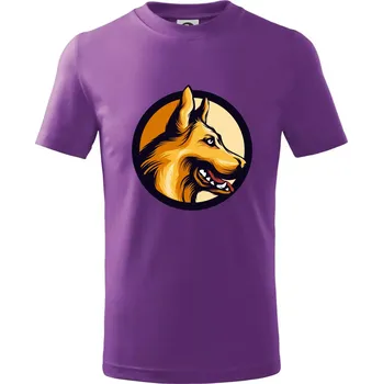 Německý ovčák - v kruhu - Tričko dětské bavlněné - 104-110cm / 3-4 roky ( Fialová )