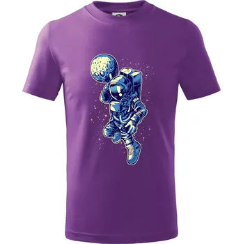 Astro basketbalista - Tričko dětské bavlněné - 122 cm/6 let ( Fialová )