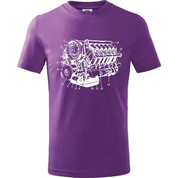 Motor T930 - 3 - Tričko dětské bavlněné - 134 cm/8 let ( Fialová )
