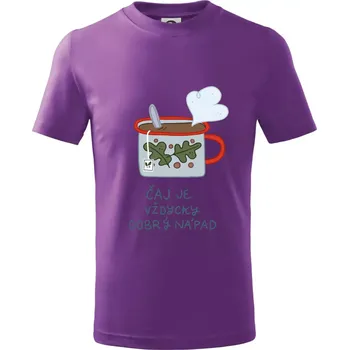 čaj je vždycky dobrý nápad (studio-arte.cz) - Tričko dětské bavlněné - 98 cm / 2 roky ( Fialová )