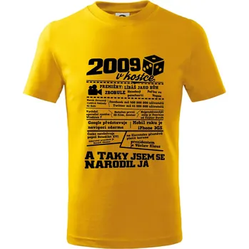 Chlapecké tričko 2009 v Kostce - Tričko dětské bavlněné - 134 cm/8 let ( Žlutá )
