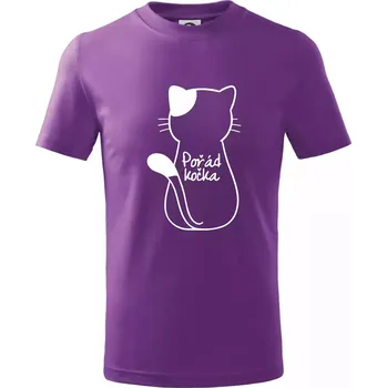 Pořád kočka - Tričko dětské bavlněné - 122 cm/6 let ( Fialová )