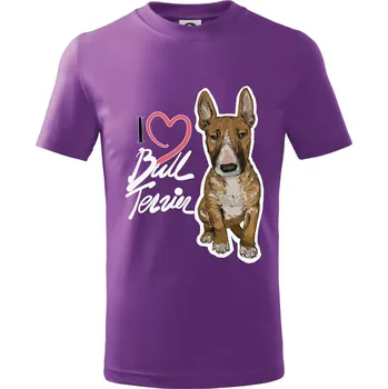 I love bull terrier - Tričko dětské bavlněné - 158 cm/12 let ( Fialová )