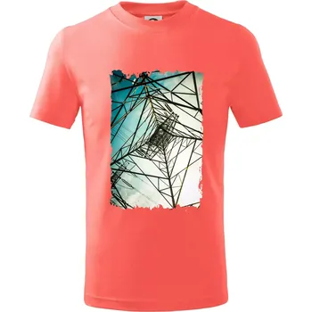 Chlapecké tričko Barevné nebe - stožáry vysokého napětí - Tričko dětské bavlněné - 98 cm / 2 roky ( Korálová )