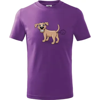 Prdící pes kreslený (Hana-creative) - Tričko dětské bavlněné - 146 cm/10 let ( Fialová )