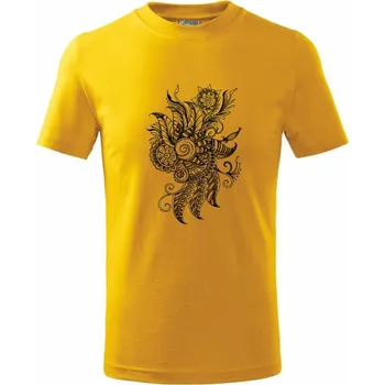 Chlapecké tričko Tetování ornament kytka - Tričko dětské bavlněné - 98 cm / 2 roky ( Žlutá )