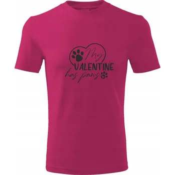 Pánská móda Tričko Pánské tričko D165 MY VALENTINE HAS PAWS růžové vel XXL