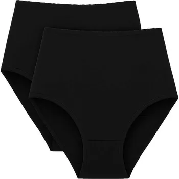 Kalhotky Aren Bavlněné dámské Kalhotky s vysokým pasem hladké Ilona 2-balení černé L