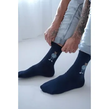 Pánské ponožky PÁNSKÉ PONOŽKY AVANGARD MEDVÍDEK V MODRÉ MIKINĚ 0125.109 tmavě modrá 43-46