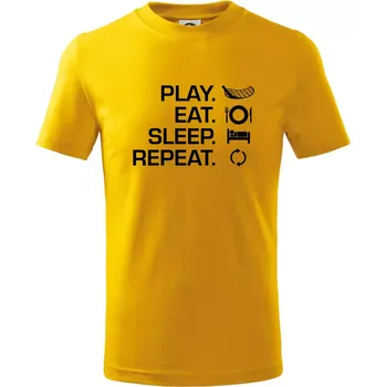 Play Eat Sleep Repeat florbal - Tričko dětské bavlněné - 98 cm / 2 roky ( Žlutá )
