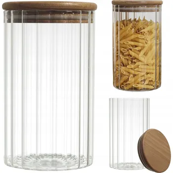 Dóza na potraviny Skleněná zavařovací sklenice Arno s akáciovým víčkem 700 ml na potraviny a sypké produkty