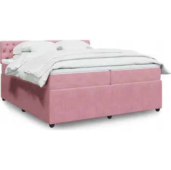 Postel Čalouněná dvoulůžková postel VidaXL 200x200 cm, bílá, růžová