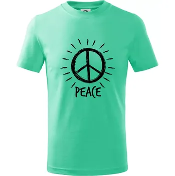 Chlapecké tričko Peace symbol černobílý - Tričko dětské bavlněné - 98 cm / 2 roky ( Mátová )