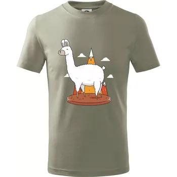 Alpaka kreslená - Tričko dětské bavlněné - 98 cm / 2 roky ( Light khaki )