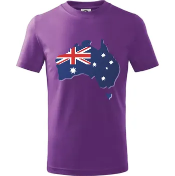 Austrálie - vlajka mapa - Tričko dětské bavlněné - 104-110cm / 3-4 roky ( Fialová )