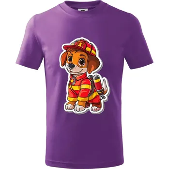 Chlapecké tričko Malý hasič - pejsek - Tričko dětské bavlněné - 98 cm / 2 roky ( Fialová )