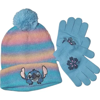 Čepice Dětská souprava pro dívku čepice + rukavice Stitch