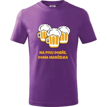 Na pivu dobře (Pecka design) - Tričko dětské bavlněné - 146 cm/10 let ( Fialová )