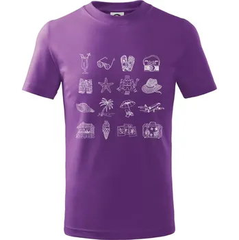 Dovolená u moře - Tričko dětské bavlněné - 122 cm/6 let ( Fialová )