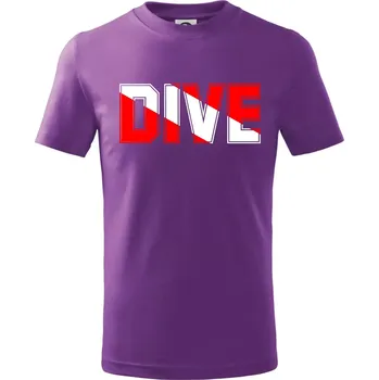 Dive nápis vlajka - Tričko dětské bavlněné - 158 cm/12 let ( Fialová )