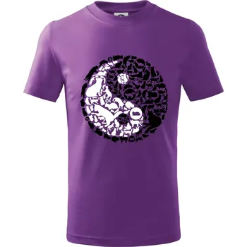 YinYang Cats - Tričko dětské bavlněné - 134 cm/8 let ( Fialová )