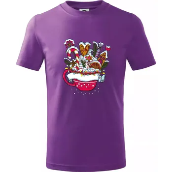 Vánoční Punč - hrneček (Pecka design) - Tričko dětské bavlněné - 104-110cm / 3-4 roky ( Fialová )