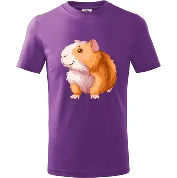 Morče - kreslené, bílo oranžové - Tričko dětské bavlněné - 98 cm / 2 roky ( Fialová )